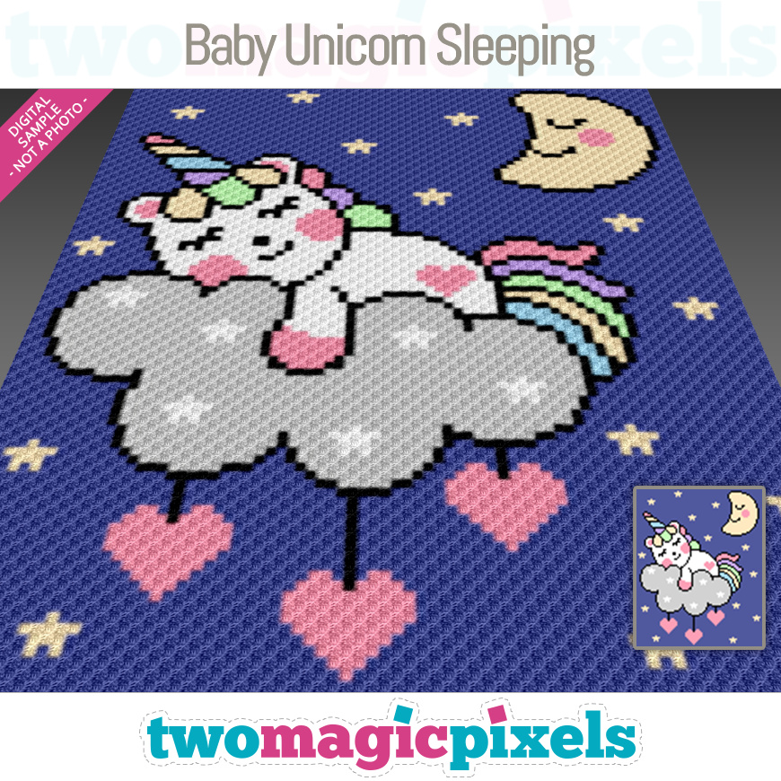 Baby Unicorn Sleeping by Two Magic Pixels