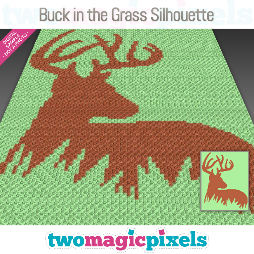 Buck in the Grass Silhouette by Two Magic Pixels