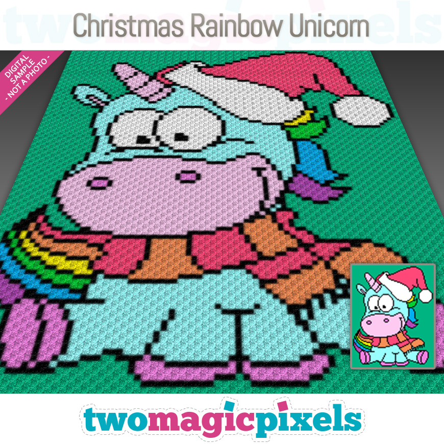 Christmas Rainbow Unicorn by Two Magic Pixels