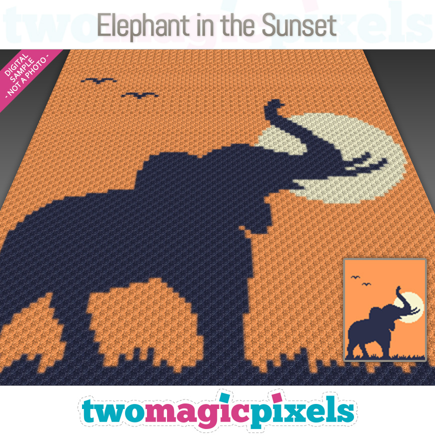 Elephant in the Sunset by Two Magic Pixels