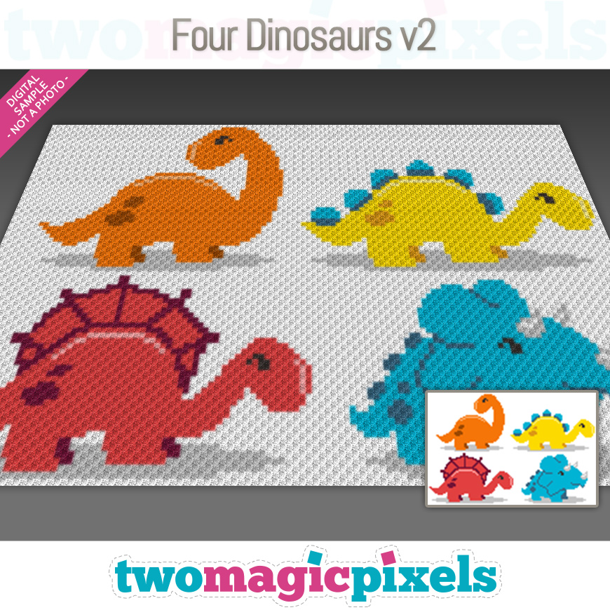 Four Dinosaurs v2 by Two Magic Pixels