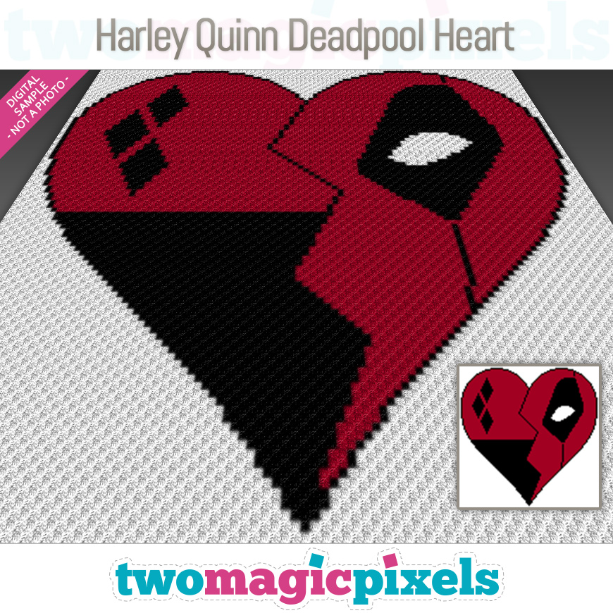 Harley Quinn Deadpool Heart by Two Magic Pixels