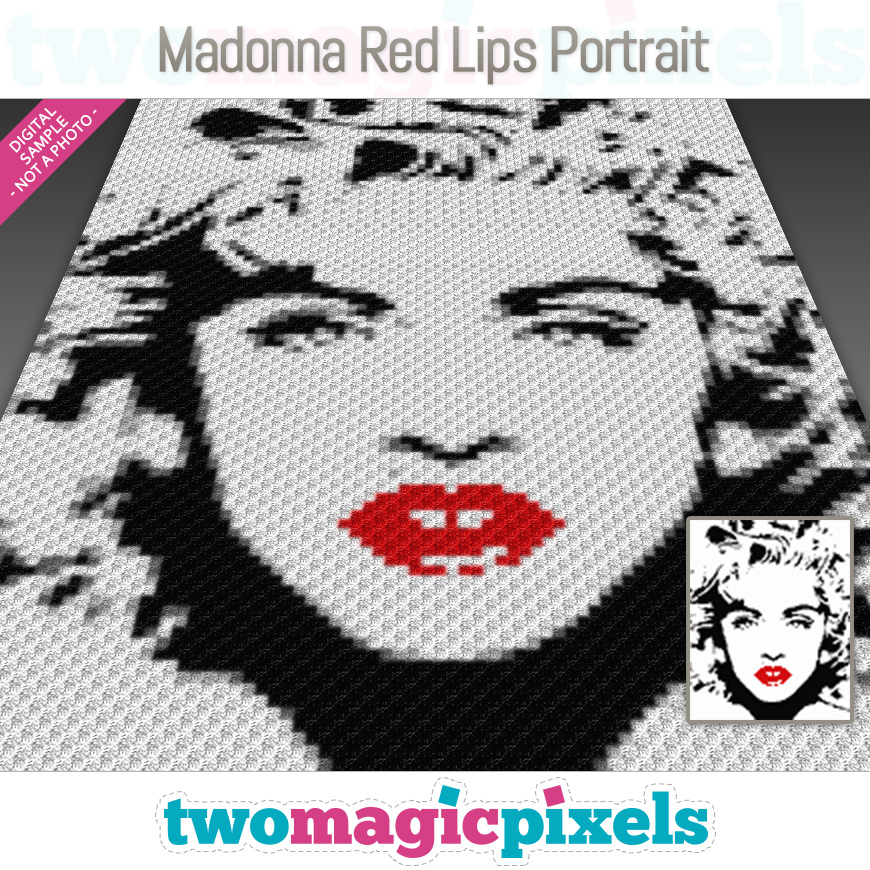 Madonna Red Lips Portrait by Two Magic Pixels
