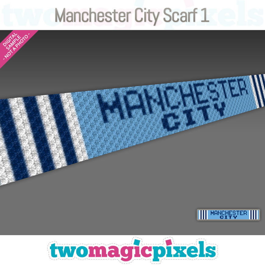 Manchester City Scarf 1 by Two Magic Pixels