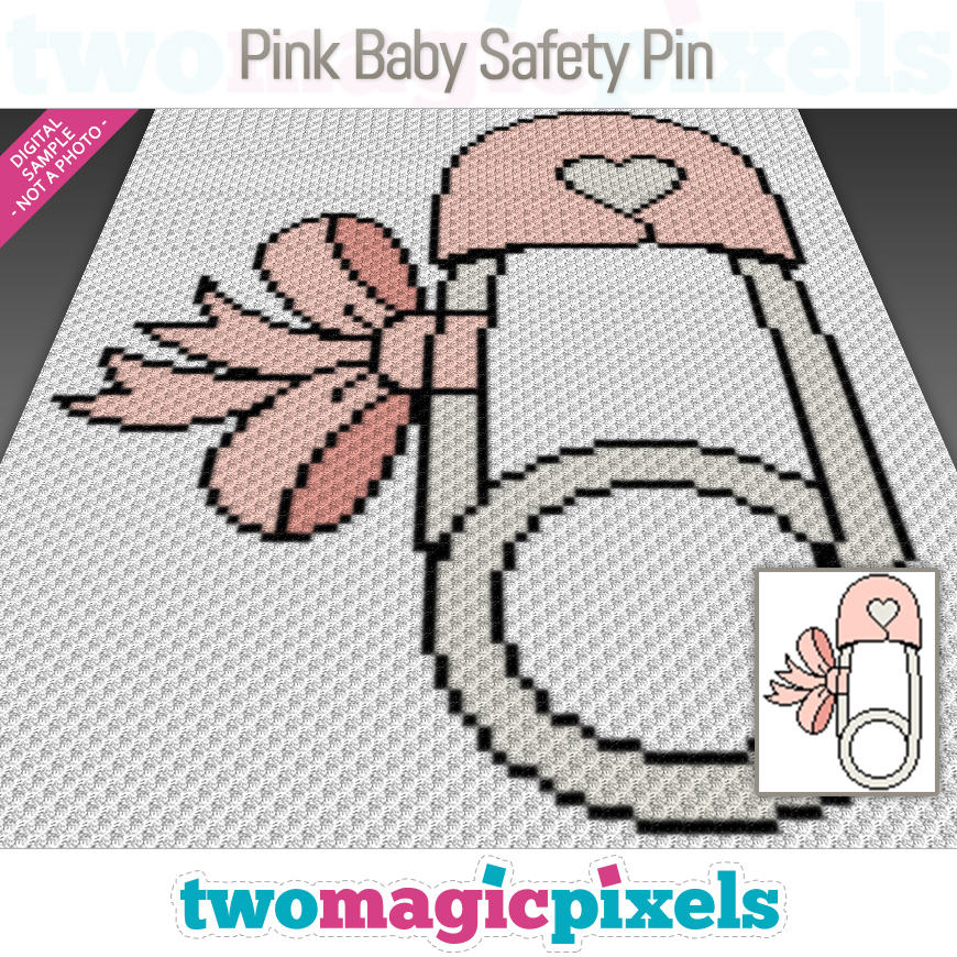 Pink Baby Safety Pin by Two Magic Pixels