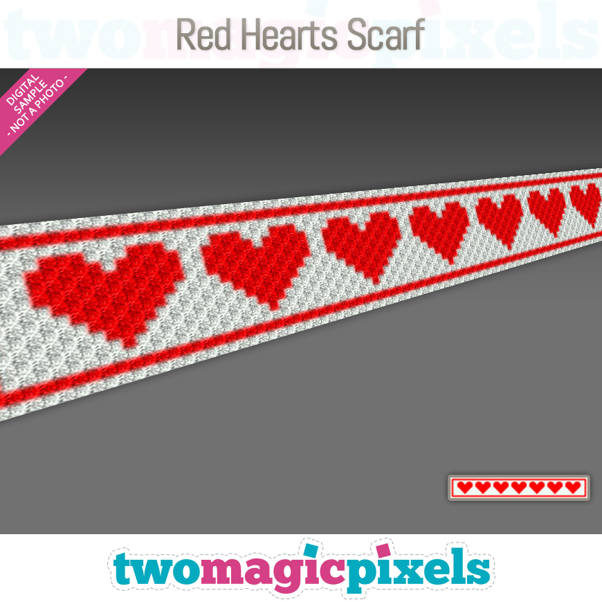 Red Hearts Scarf by Two Magic Pixels