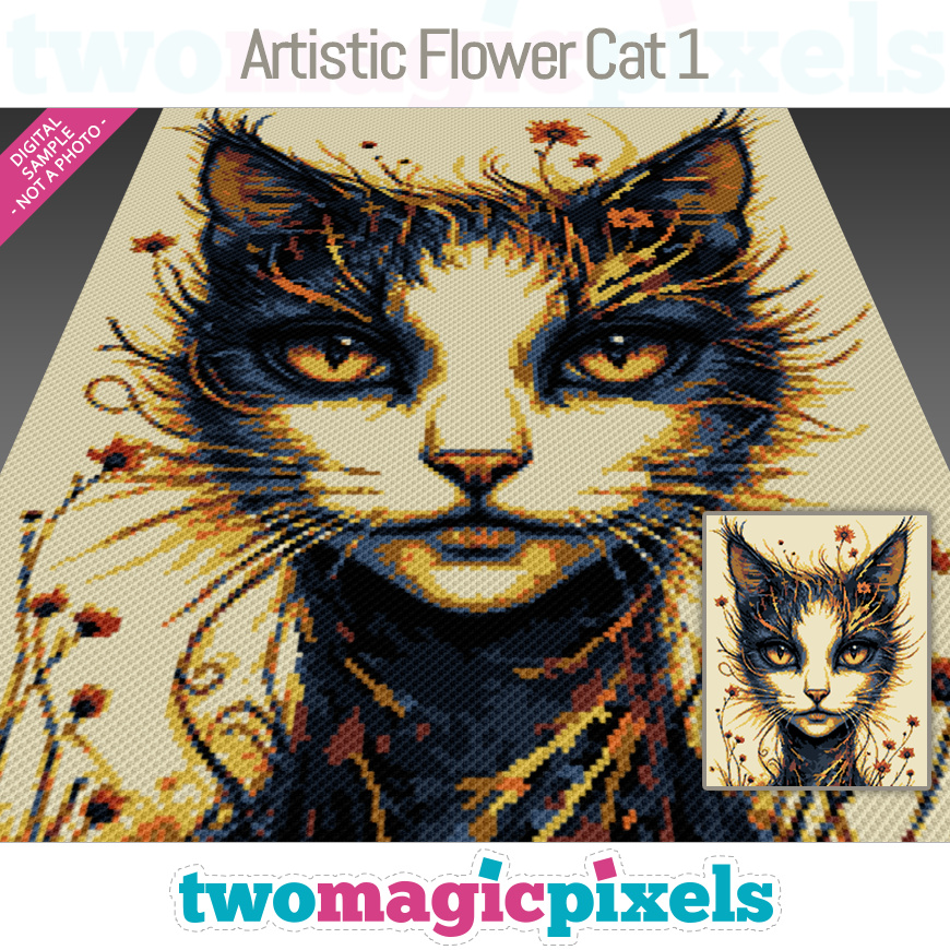 Artistic Flower Cat 1 by Two Magic Pixels