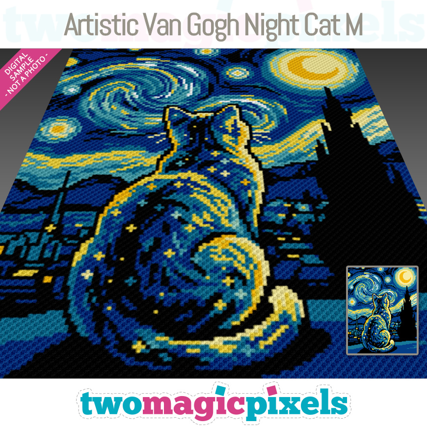 Artistic Van Gogh Night Cat M by Two Magic Pixels