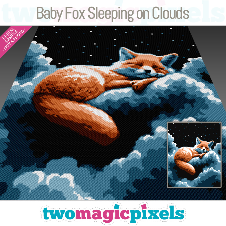 Baby Fox Sleeping on Clouds by Two Magic Pixels