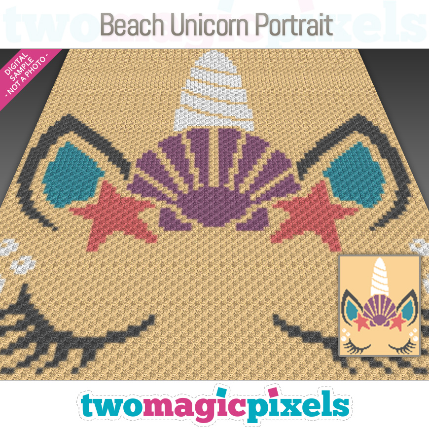 Beach Unicorn Portrait by Two Magic Pixels