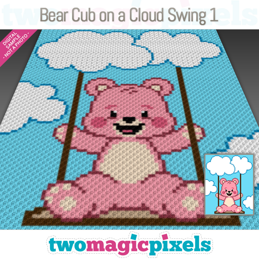 Bear Cub on a Cloud Swing 1 by Two Magic Pixels