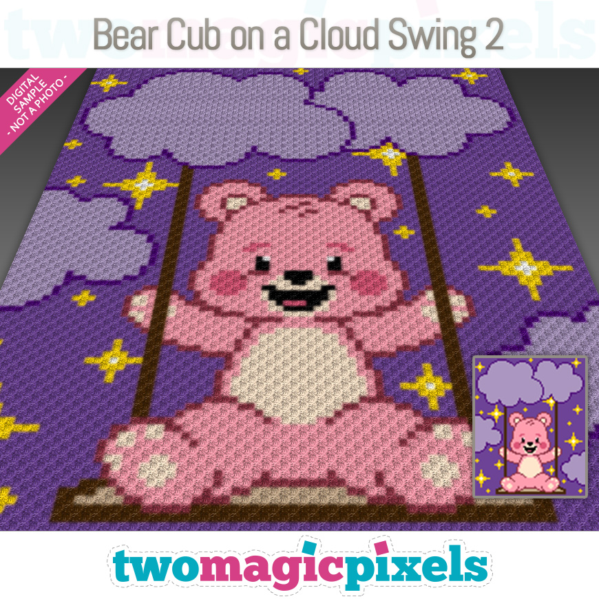 Bear Cub on a Cloud Swing 2 by Two Magic Pixels