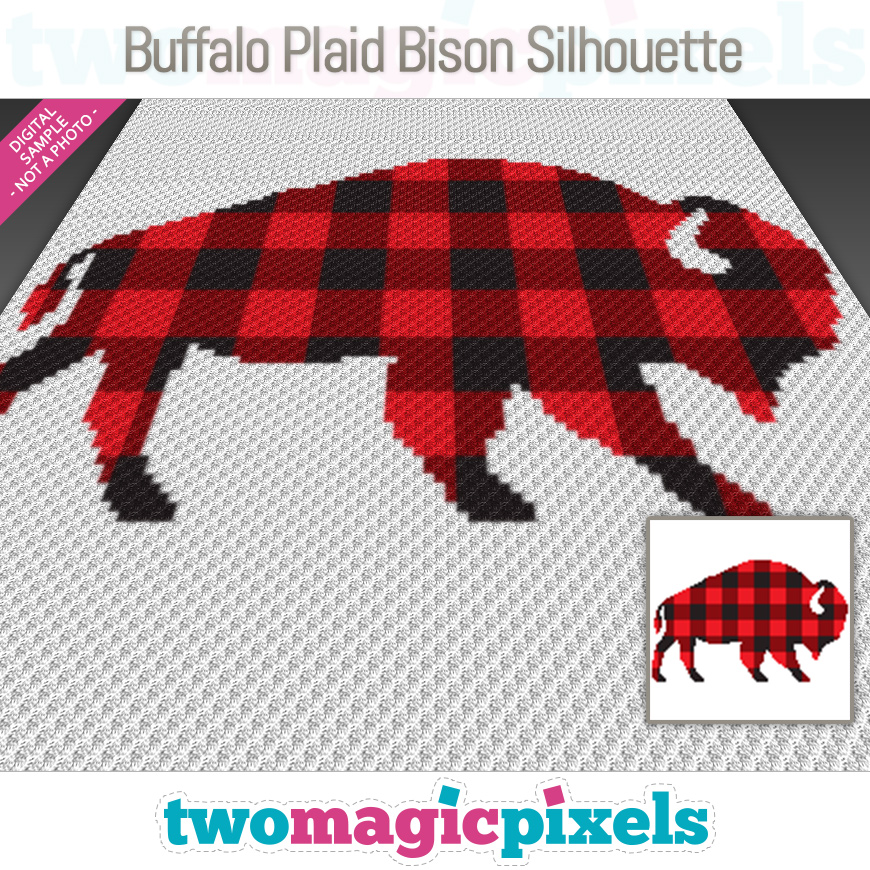 Buffalo Plaid Bison Silhouette by Two Magic Pixels