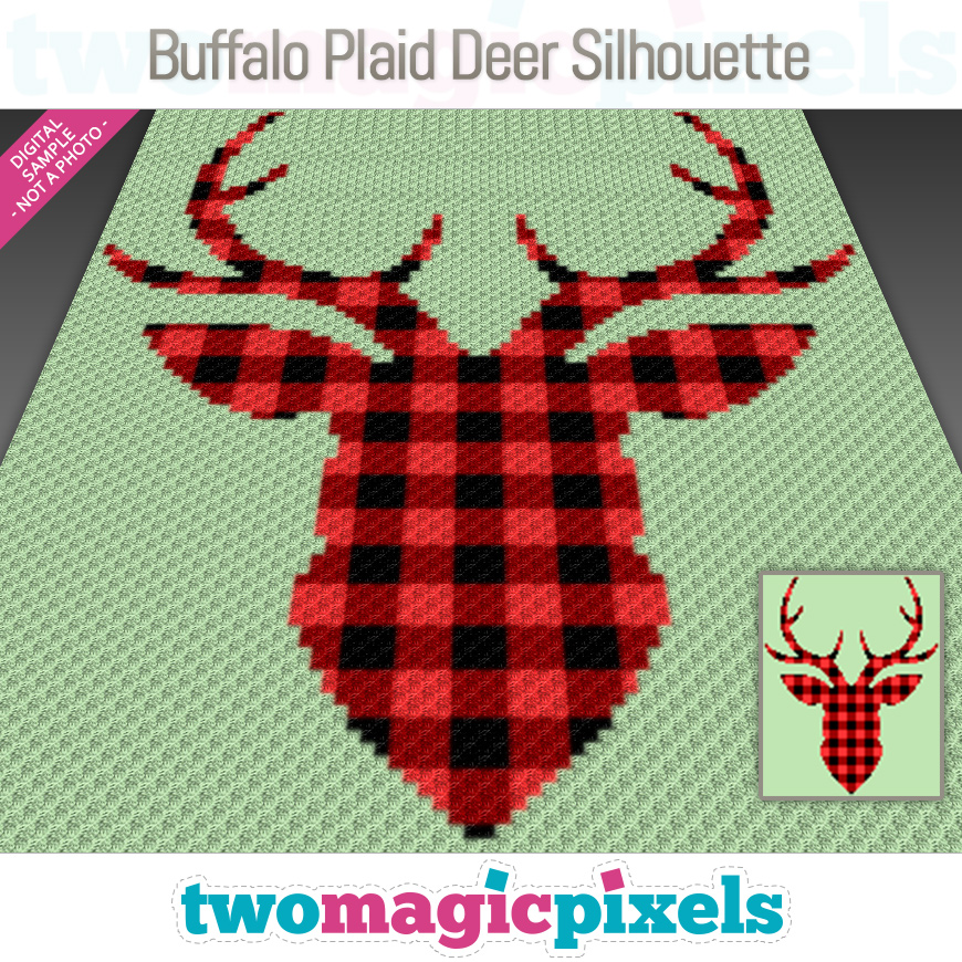 Buffalo Plaid Deer Silhouette by Two Magic Pixels