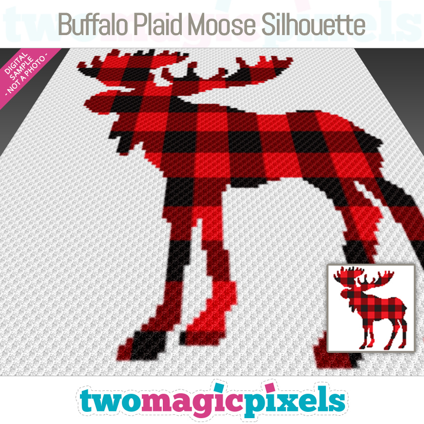 Buffalo Plaid Moose Silhouette by Two Magic Pixels