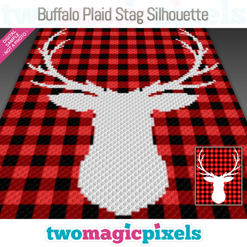 Buffalo Plaid Stag Silhouette by Two Magic Pixels