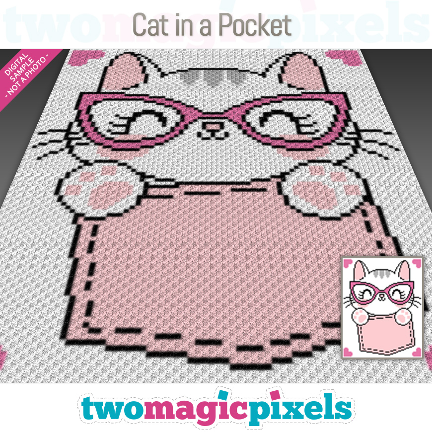 Kawaii Pocket Cat Easy Cross Stitch Pattern