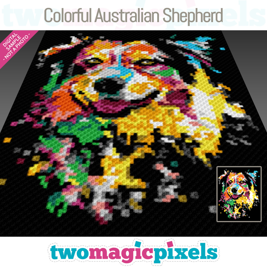 Colorful Australian Shepherd by Two Magic Pixels