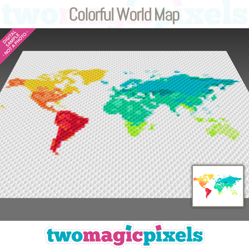 Colorful World Map by Two Magic Pixels