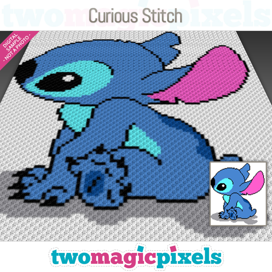 Curious Stitch C2C graph, SC graph, cross stitch graph by Two Magic Pixels