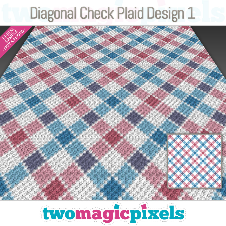 Diagonal Check Plaid Design 1 by Two Magic Pixels