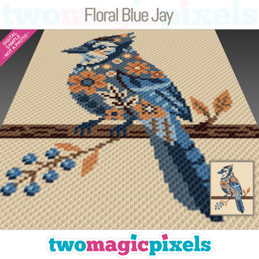 Floral Blue Jay by Two Magic Pixels