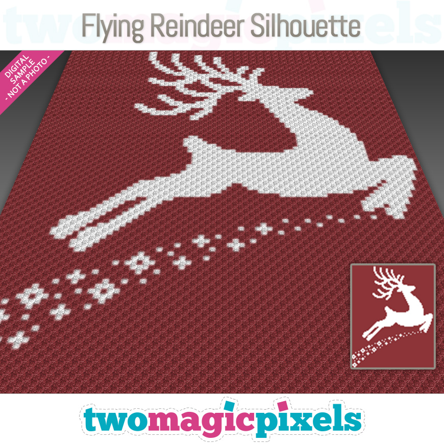 Flying Reindeer Silhouette by Two Magic Pixels