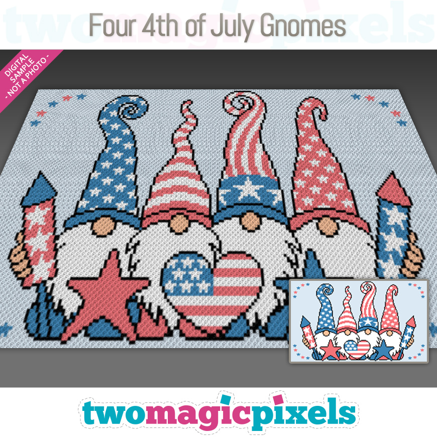 Four 4th of July Gnomes by Two Magic Pixels