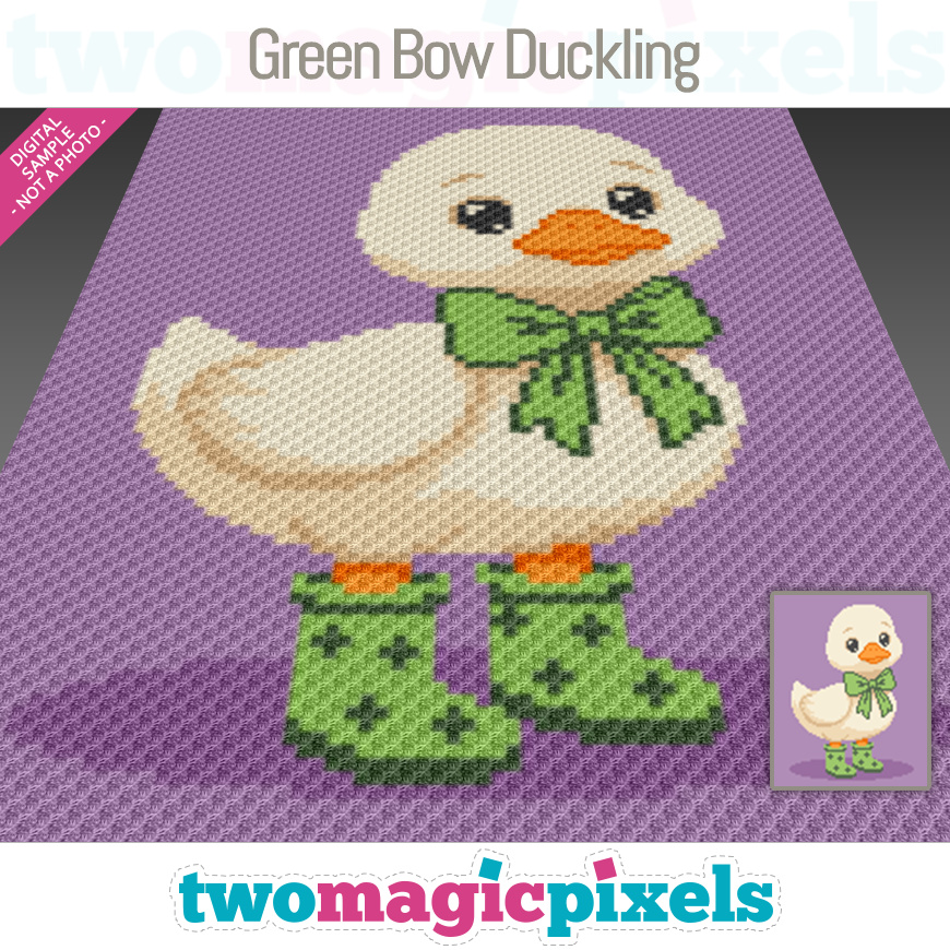 Green Bow Duckling by Two Magic Pixels