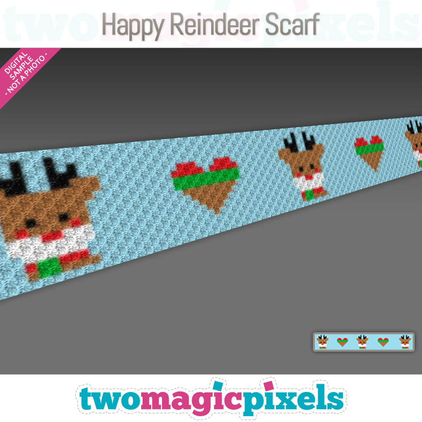 Happy Reindeer Scarf by Two Magic Pixels Happy Reindeer Scarf by Two Magic Pixels