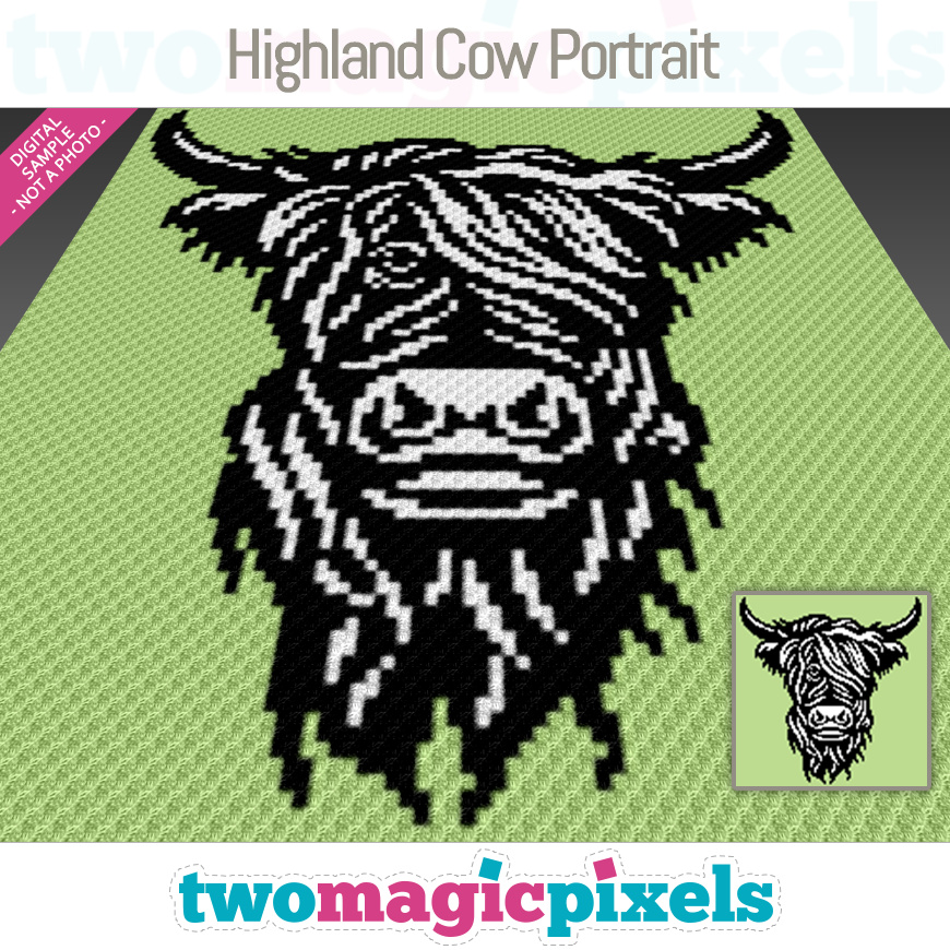 Highland Cow Portrait by Two Magic Pixels