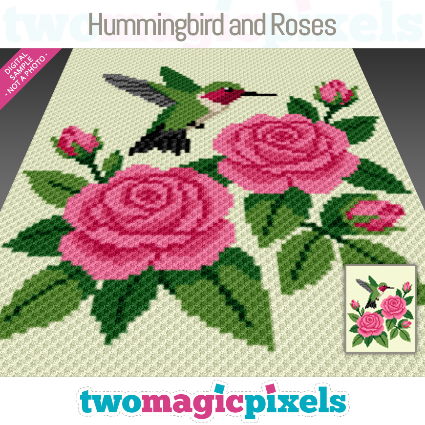 Hummingbird and Roses by Two Magic Pixels