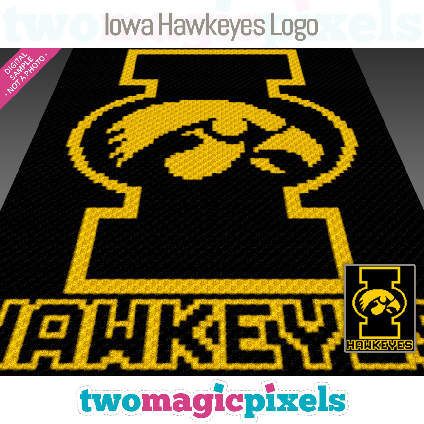 Iowa Hawkeyes Logo C2C graph, SC graph, cross stitch graph by Two Magic Pixels