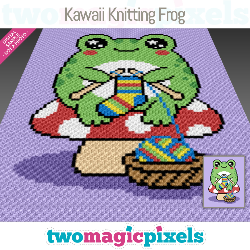 Kawaii Knitting Frog by Two Magic Pixels