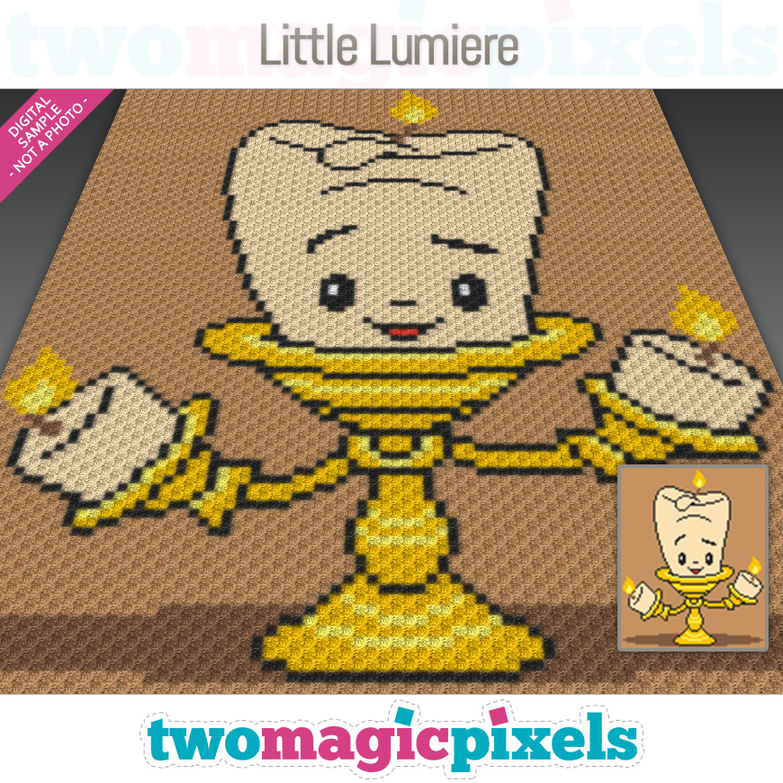 Little Lumiere C2C graph, SC graph, cross stitch graph by Two Magic Pixels