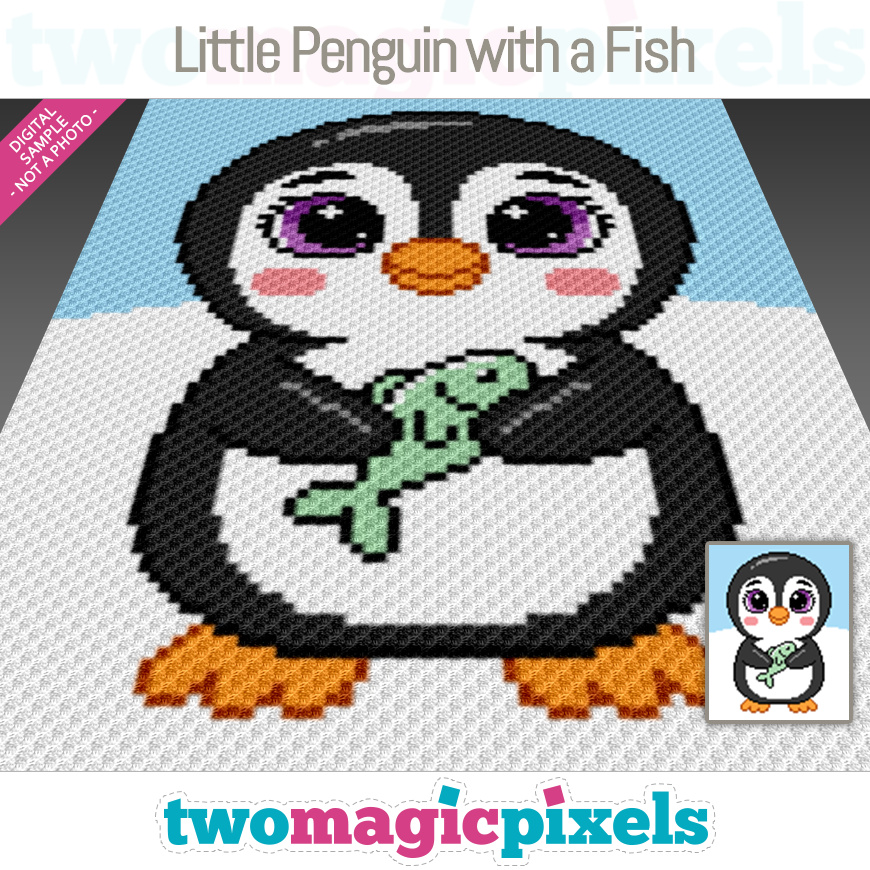 Little Penguin with a Fish by Two Magic Pixels
