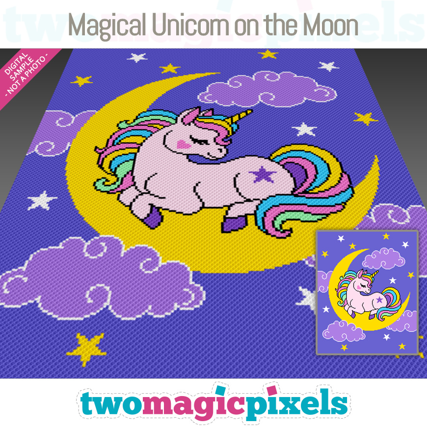 Magical Unicorn on the Moon by Two Magic Pixels