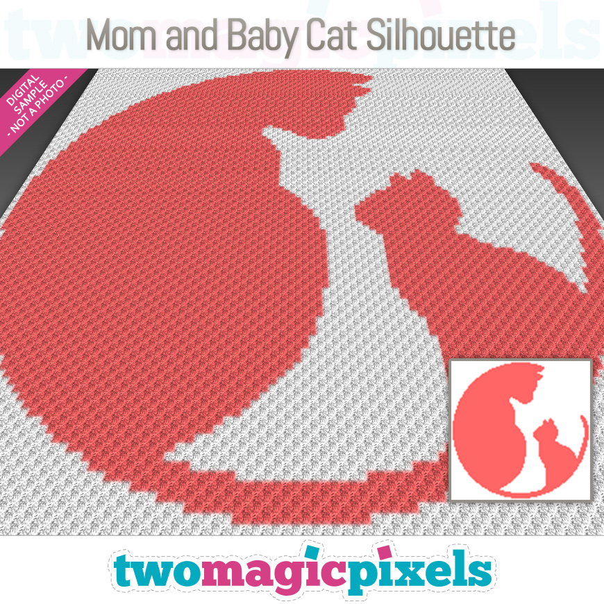 Mom and Baby Cat Silhouette by Two Magic Pixels