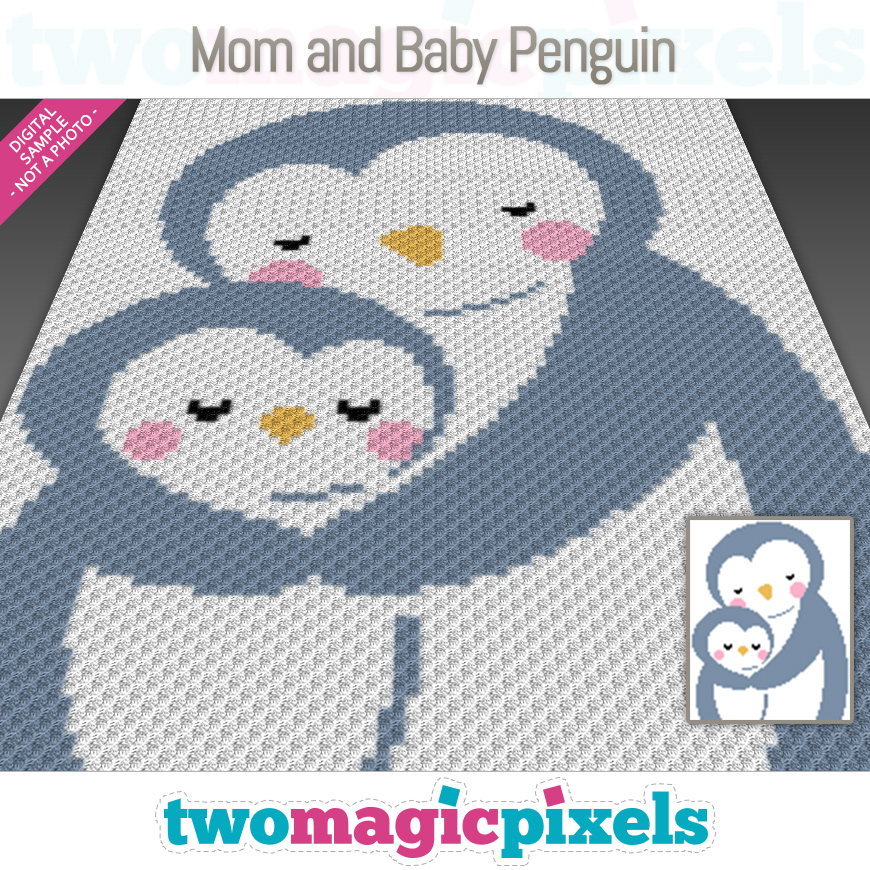 Mom and Baby Penguin by Two Magic Pixels