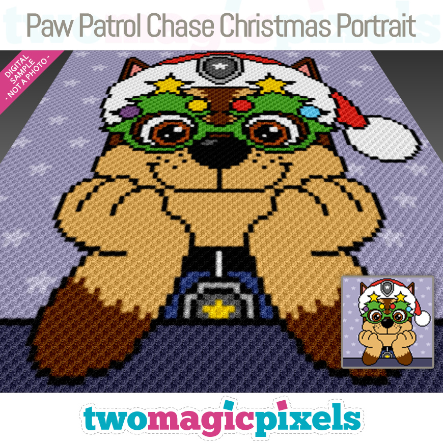 Paw Patrol Chase Christmas Portrait by Two Magic Pixels