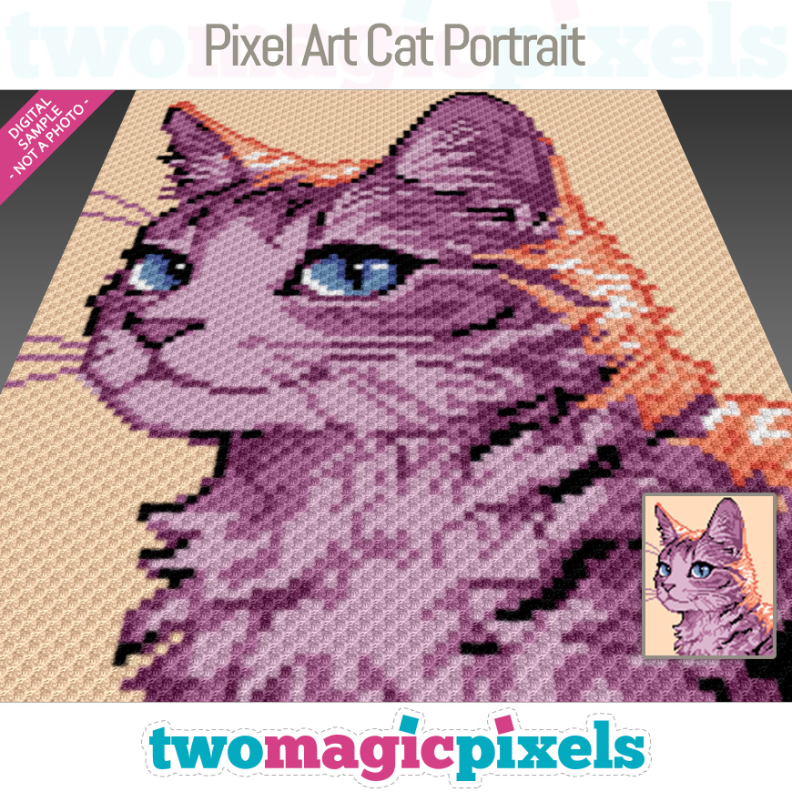 Pixel Art Cat Portrait 1 by Two Magic Pixels