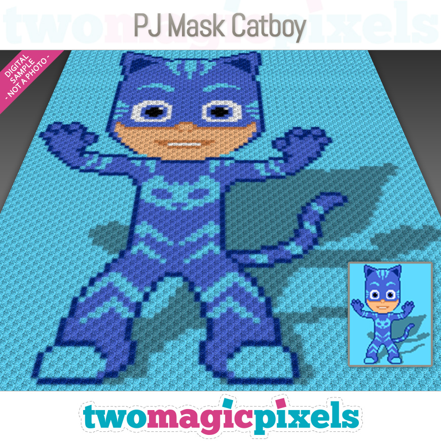 undgå udgifterne detaljer PJ Masks Catboy C2C graph, SC graph, cross stitch graph by Two Magic Pixels
