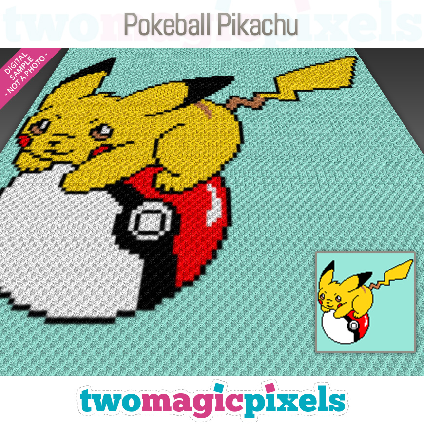 Pokeball Pikachu C2C graph, SC graph, cross stitch graph by Two