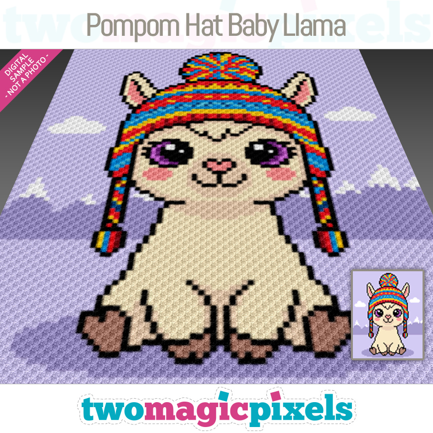 Pompom Hat Baby Llama by Two Magic Pixels