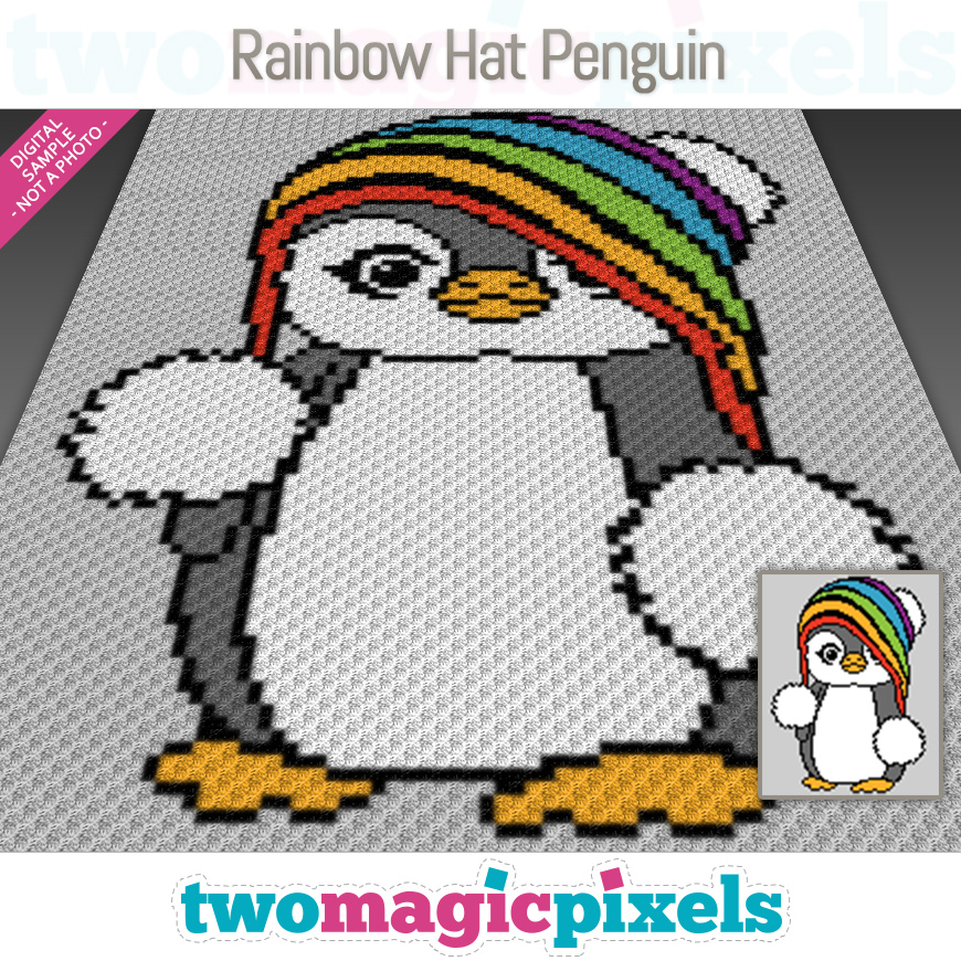 Rainbow Hat Penguin by Two Magic Pixels