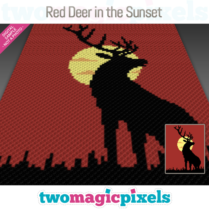 Red Deer in the Sunset by Two Magic Pixels