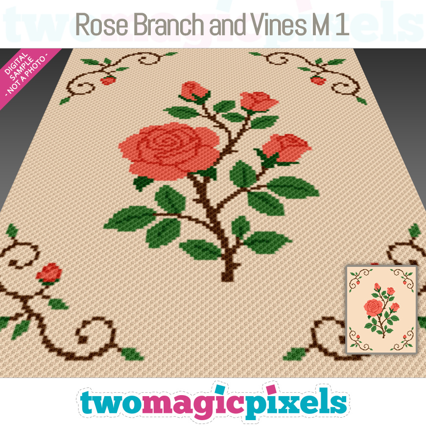Rose Branch and Vines M 1 by Two Magic Pixels