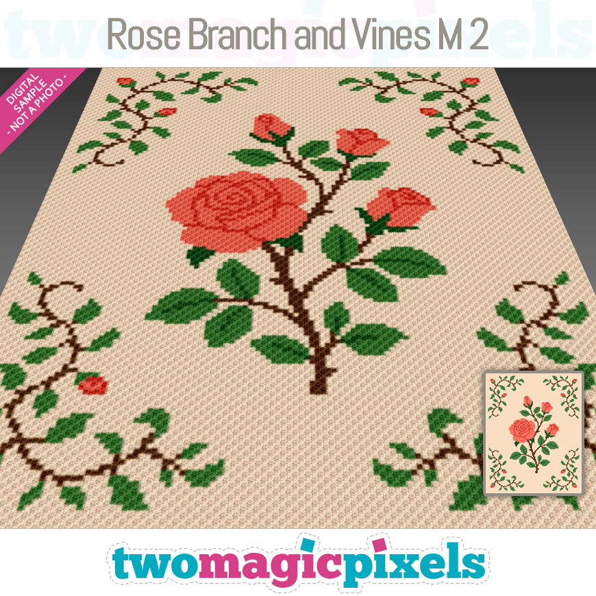 Rose Branch and Vines M 2 by Two Magic Pixels