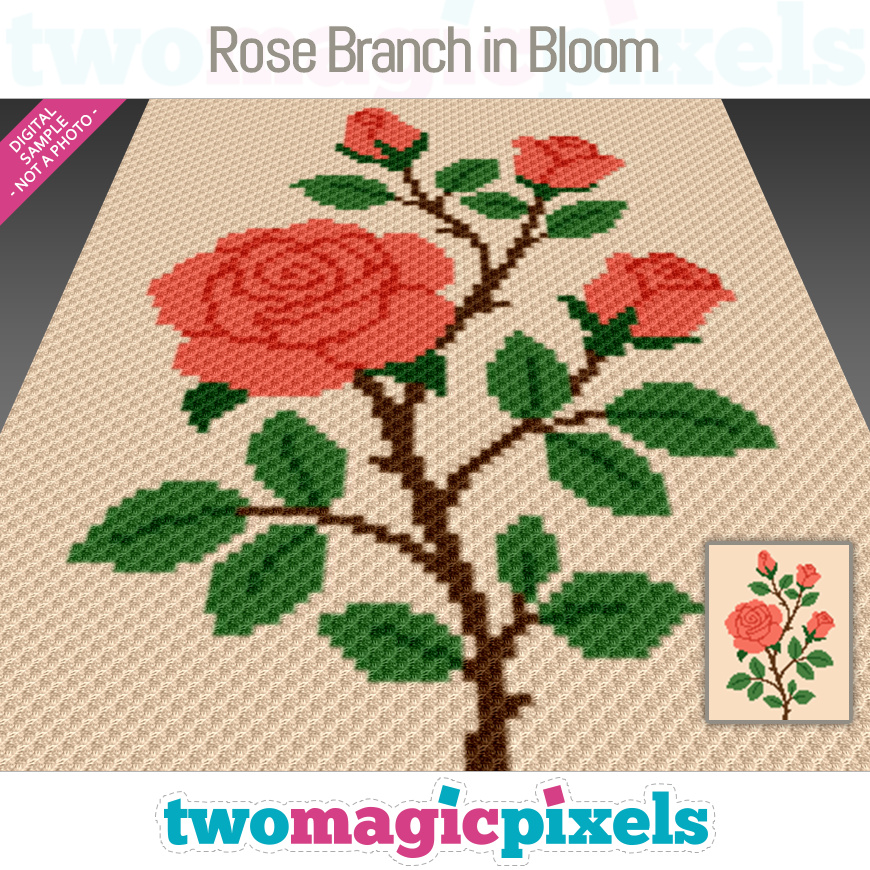 Rose Branch in Bloom by Two Magic Pixels