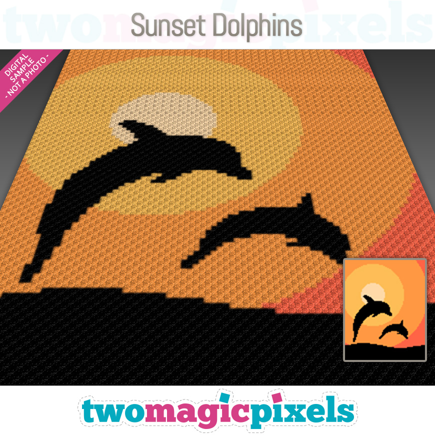 Sunset Dolphins by Two Magic Pixels